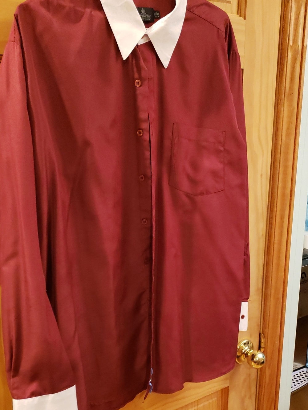 Vittorio Maroon Dress Shirt with White Collar & Cuffs